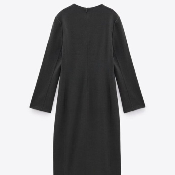NWT Zara Limited Edition Wool Blend Midi Dress, Anthracite Grey - Picture 4 of 15